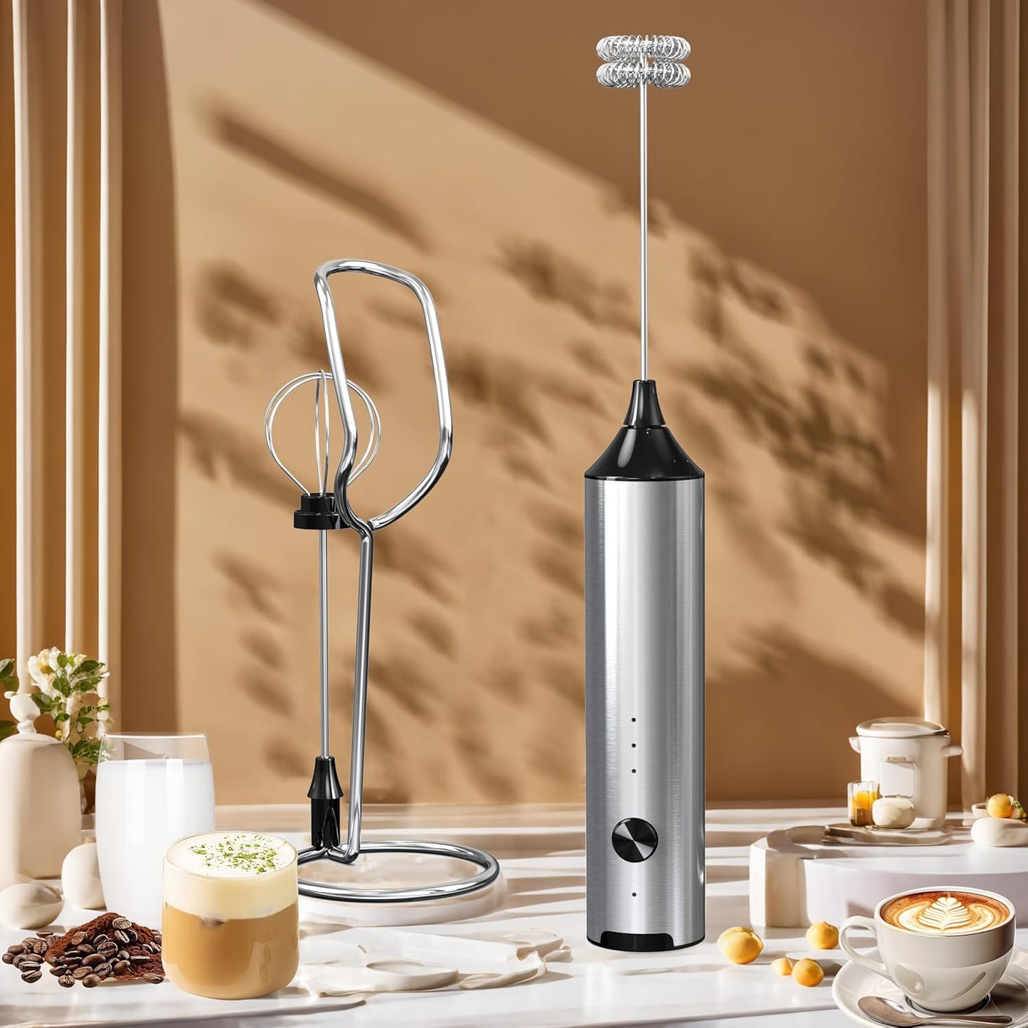 2 in 1 USB rechargeable coffee and milk frother